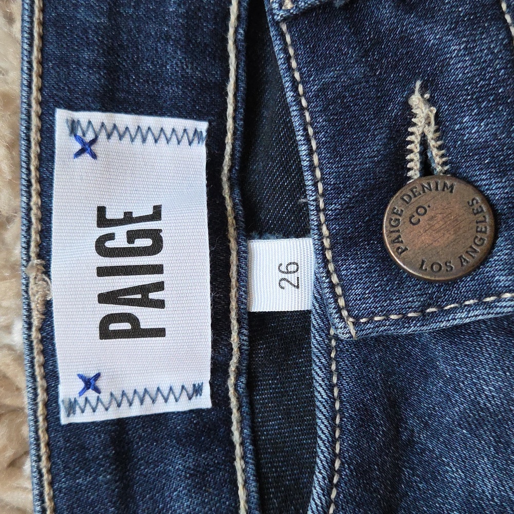 COPY- PAIGE Women's Dark Blue Petite Flare Jeans - Picture 4 of 9